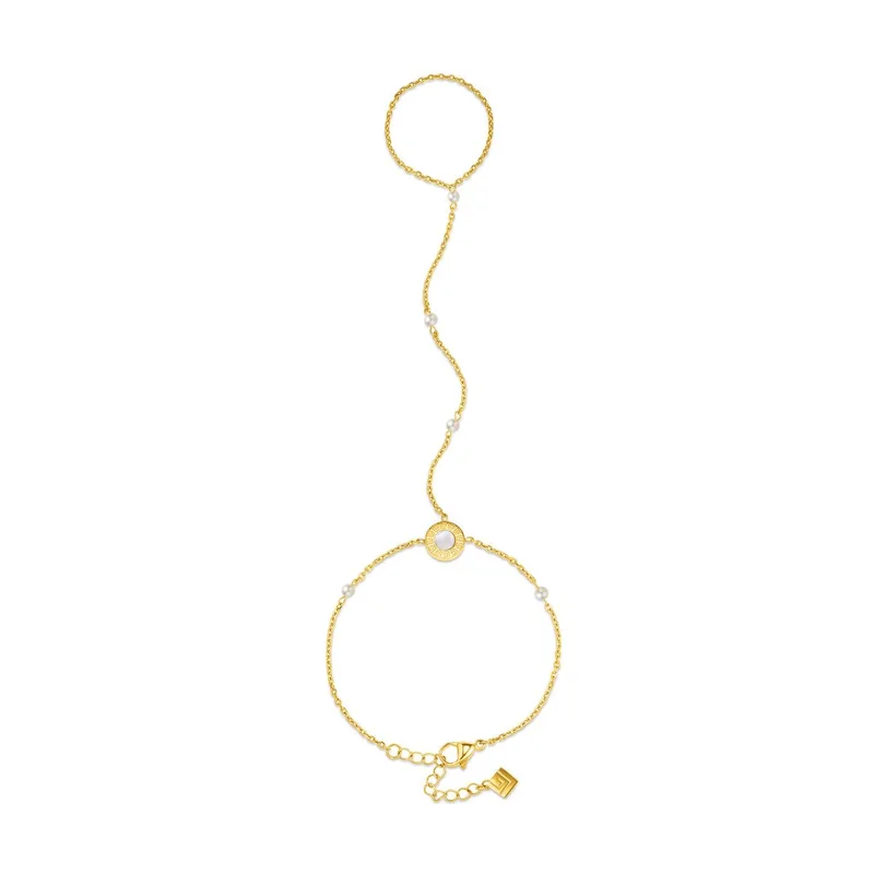 غاي لاروش Victoria Gold plated Hand Bracelet with Pearls for Women